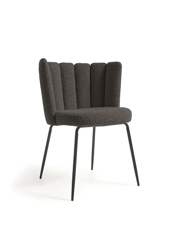 Chaise Aniela bouclette noir et métal peint noir
