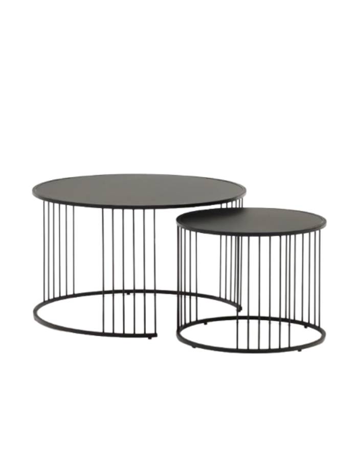 HADAR Lot de 2 tables appoint gigognes  verre trempé
