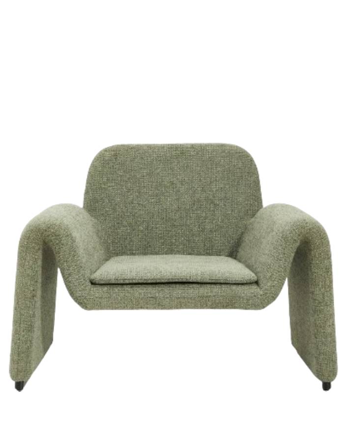 Fauteuil Melvia en chenille verte