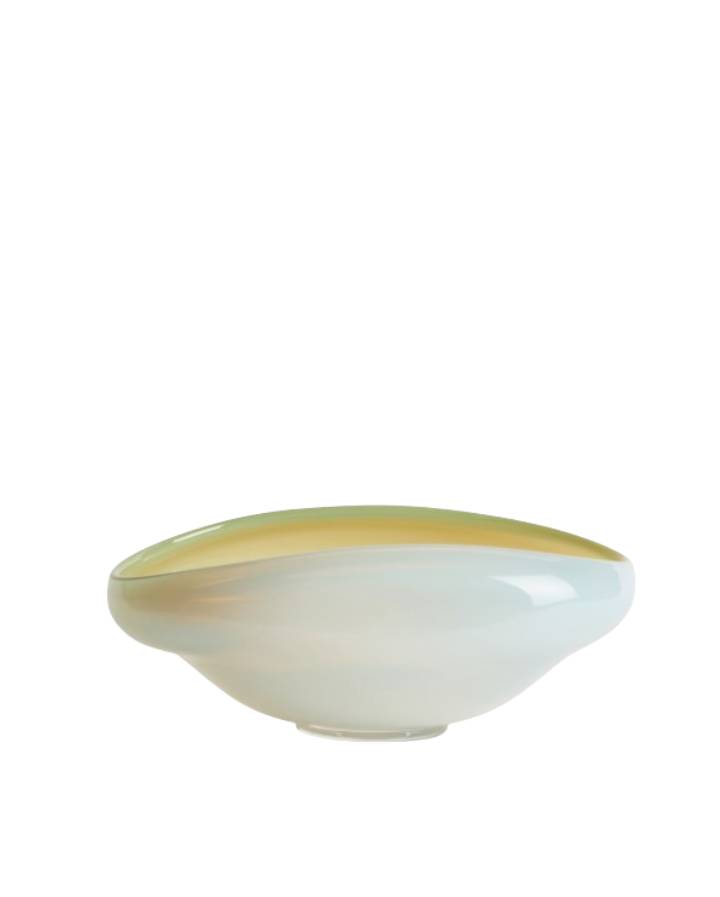 CENTRE DE TABLE NODILA EN VERRE BLANC 23 X 16.5 CM