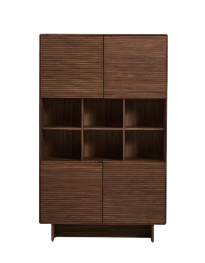 BUFFET HAUT NORLEN 4 PORTES EN PLACAGE DE NOYER