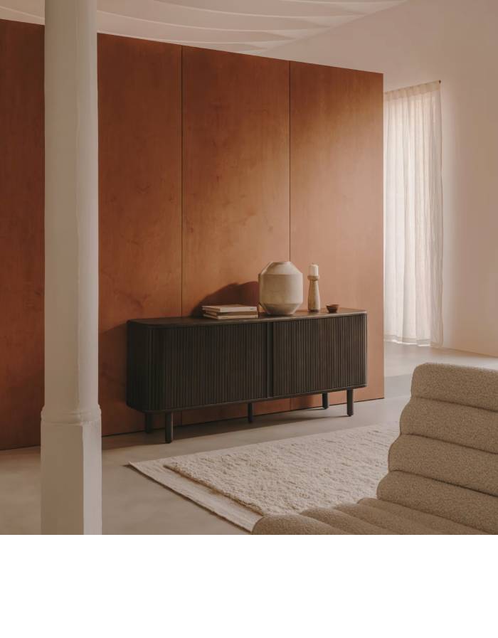 BUFFET MAILEN 2 PORTES EN PLACAGE DE FRENE AVEC FINITION FONCEE