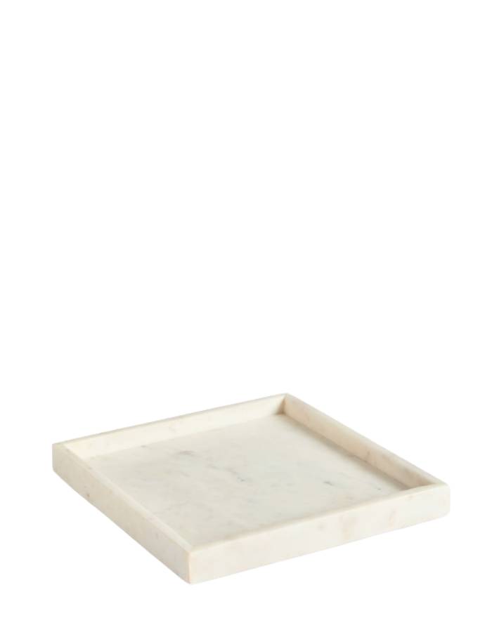 PLATEAU SERELA EN MARBRE BLANC 35 X 35 CM